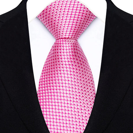 Pink Daily Wear Shirt Suit Polyester Solid Dot Necktie 8CM