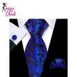 Dark Blue Silk Floral Woven Luxury Handkerchief Cufflinks Necktie Sets Sassy Chick Logo