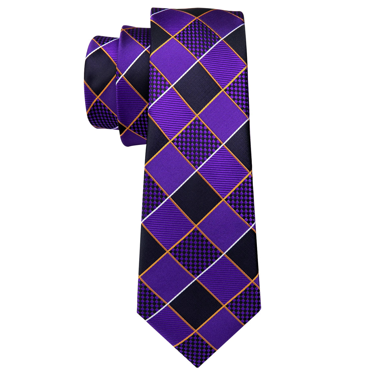 black gold purple diamond pattern necktie 