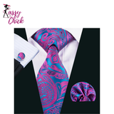 Dark Purple Silk Paisley Jacquard Handkerchief Cufflinks Necktie Sassy Chick Logo