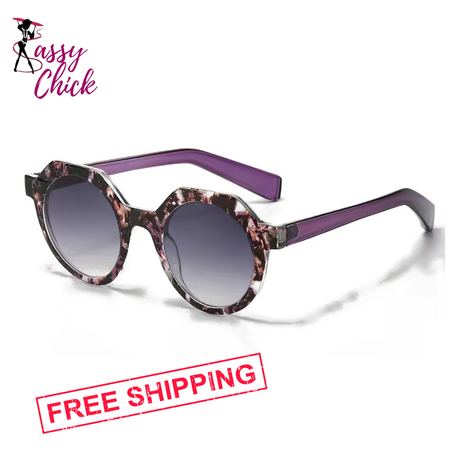 Decorative Vintage Blue Light Blocking Sunglasses Sassy Chick Logo