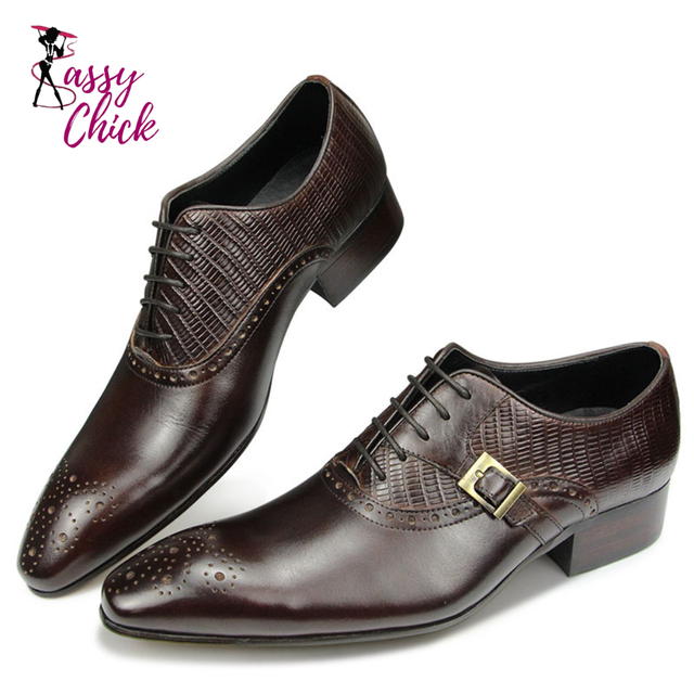 Deluxe Genuine Leather Men Shoes Sassy Chick Logo