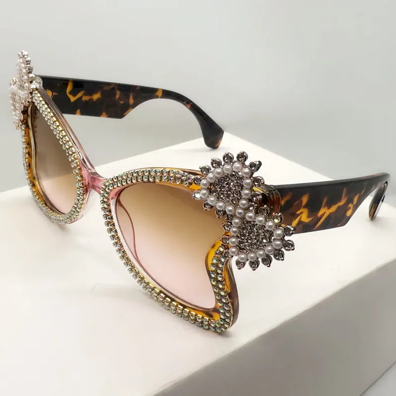 Leopard Diamond Butterfly Women Sunglasses