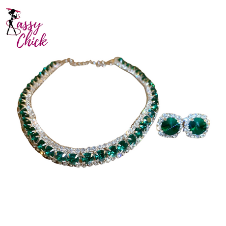 Diamond Crystal Necklace Set Sassy Chick Logo