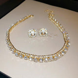 Gold Diamond Crystal Necklace Set