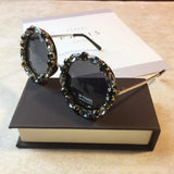 Black Diamond Crystal Round Sunglasses