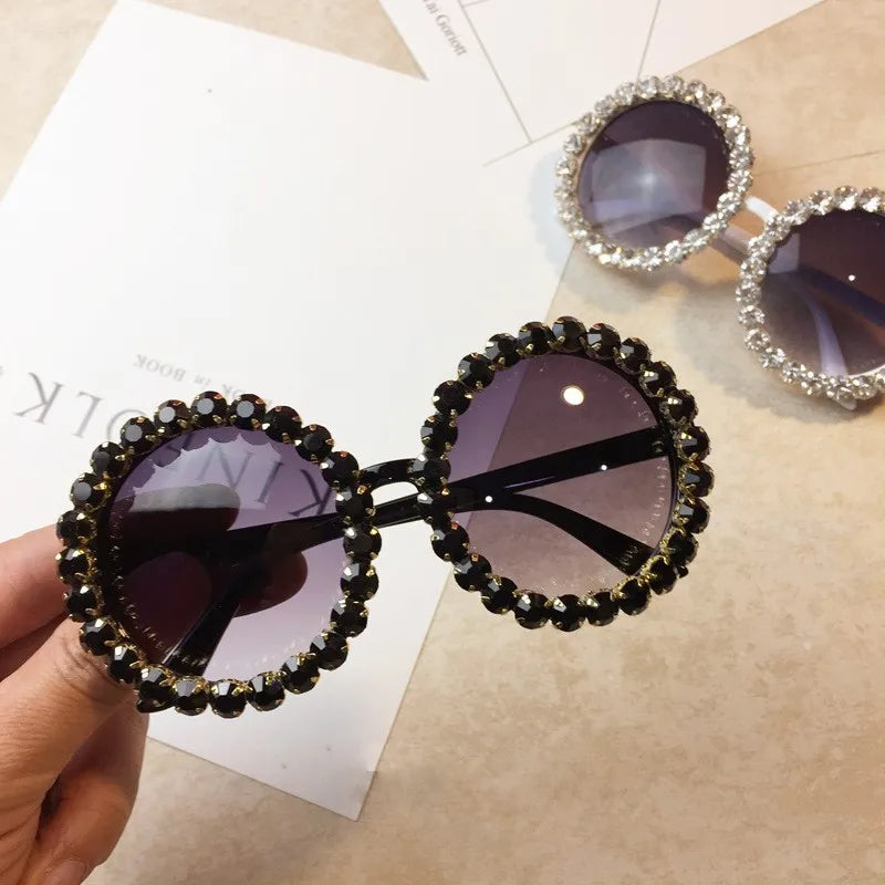 Black Diamond Crystal Round Sunglasses