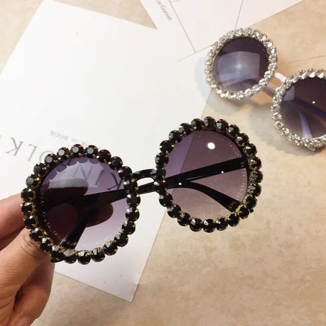 Black Diamond Crystal Round Sunglasses