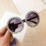 White Diamond Crystal Round Sunglasses
