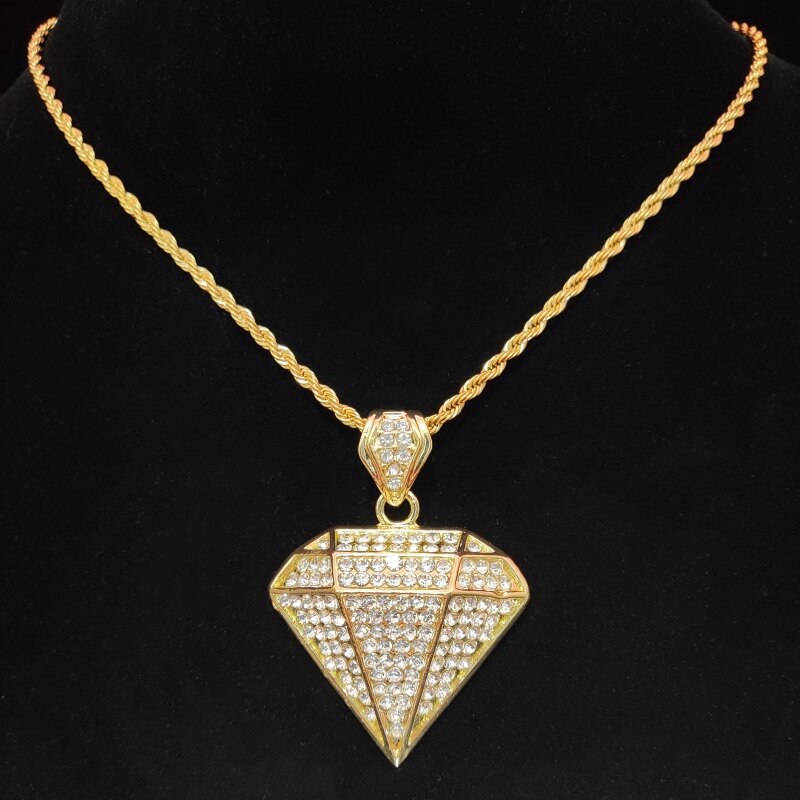 Gold Diamond Design Cuban Chain Necklace