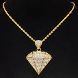 Gold Diamond Design Cuban Chain Necklace