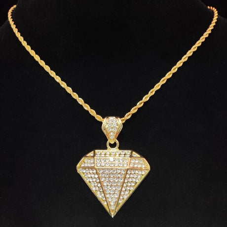 Gold Diamond Design Cuban Chain Necklace