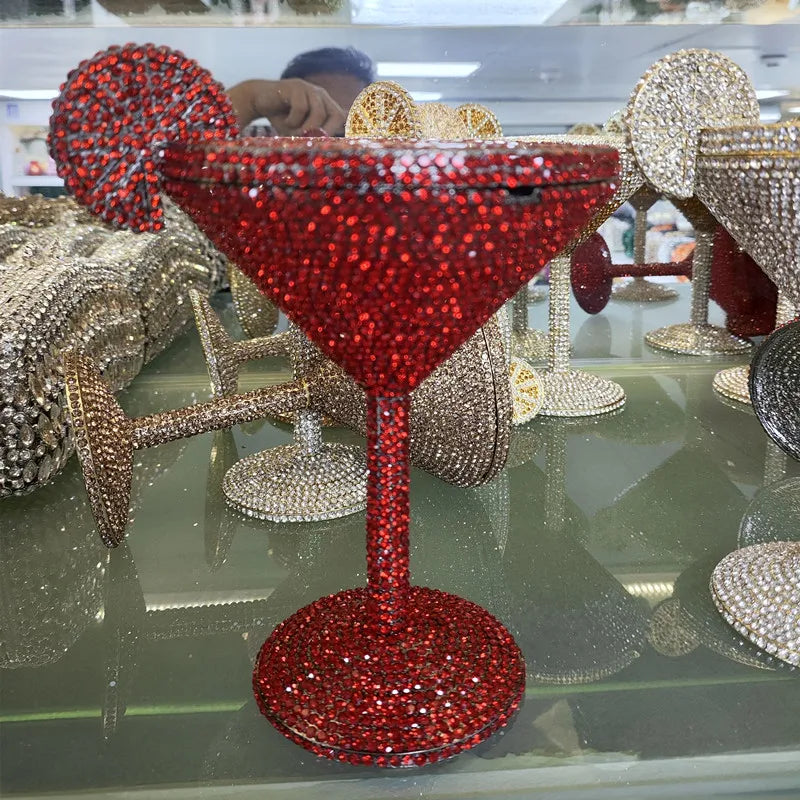 Red Diamond Goblet Clutch Purse Luxury Handbag