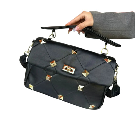 Holding Black Diamond Lattice Handbags