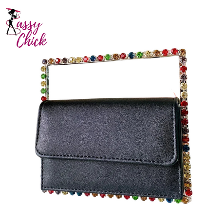 Diamond Leather Clutch Bag Sassy Chick Logo