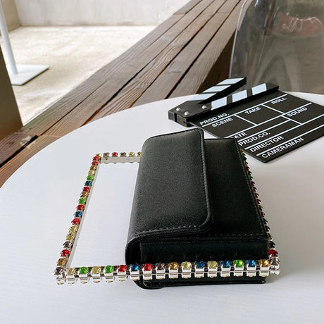 Black Diamond Leather Clutch Bag