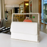 White square Diamond Leather Clutch Bag
