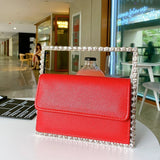 red square Diamond Leather Clutch Bag