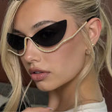 Model Using Diamonds Frameless Cat-Eye Sunglasses