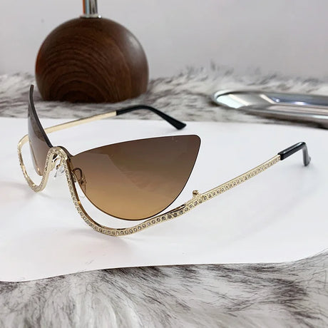 Diamonds Frameless Cat-Eye Sunglasses
