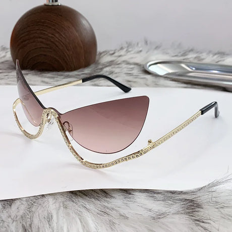 Diamonds Frameless Cat-Eye Sunglasses