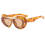  double frame geometric cat-eye sunglasses brown