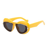  double frame geometric cat-eye sunglasses yellow