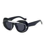  double frame geometric cat-eye sunglasses black