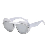  double frame geometric cat-eye sunglasses white