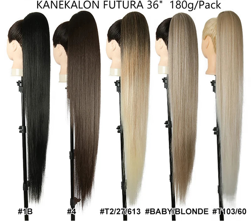 Drawstring Synthetic 36 inch Long Ponytail