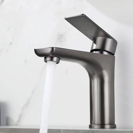 Stainless steel basin faucet with dual hot and cold handles for kitchen or bathroom sink