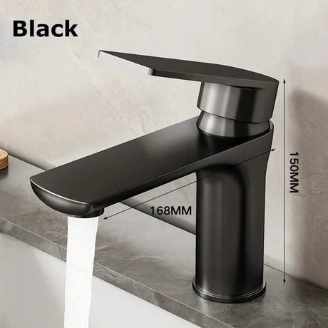 Stainless steel basin faucet with dual hot and cold handles for kitchen or bathroom sink