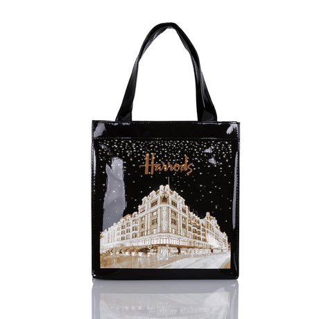 mansion printed design in black eco friendly tote bag