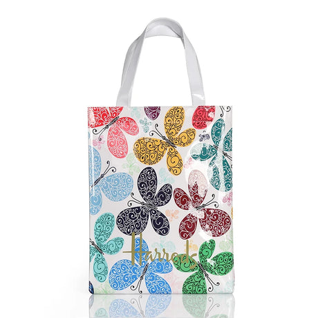 cute butterfly printed design white eco friendly tote bag
