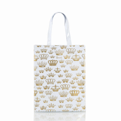 gold crowns printed design white tote bag