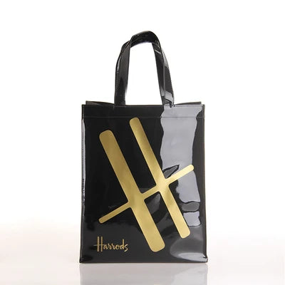 Big H gold print design black tote bag