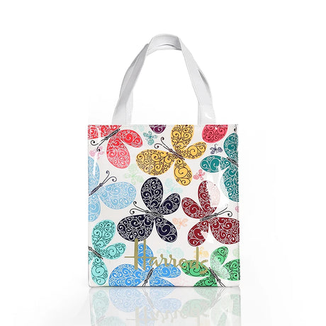 butterfly design white tote bag