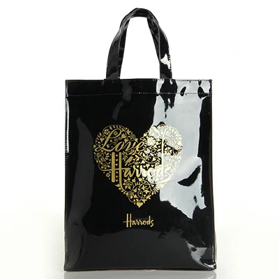 heart gold printed design tote bag
