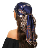 Blue Elegant 90*90cm Silk Geometric Printed Hijab Scarf