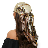 Beige Elegant 90*90cm Silk Geometric Printed Hijab Scarf