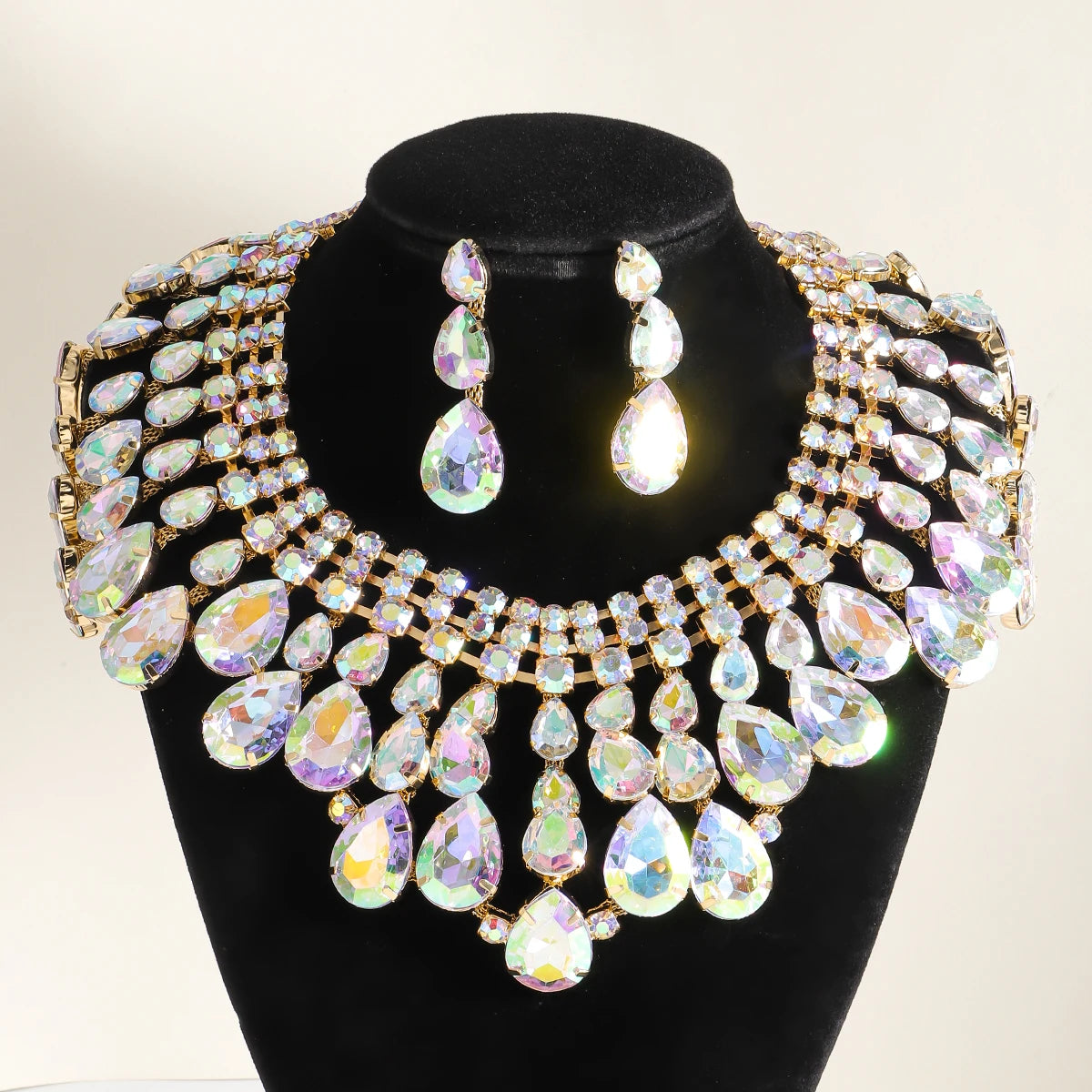 Elegant Banquet Geometric Rhinestone Jewelry Accessories white