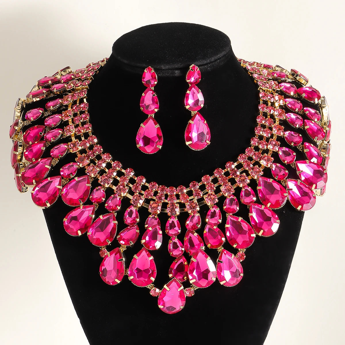Elegant Banquet Geometric Rhinestone Jewelry Accessories pink