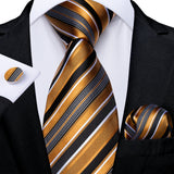 Elegant Beige Yellow Floral Plaid Paisley Men Ties