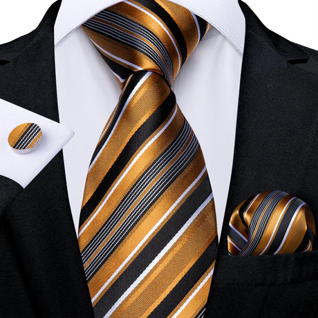 Elegant Beige Yellow Floral Plaid Paisley Men Ties