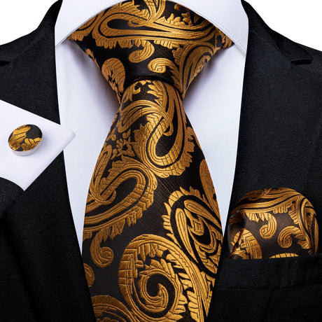 Elegant Beige Yellow Floral Plaid Paisley Men Ties