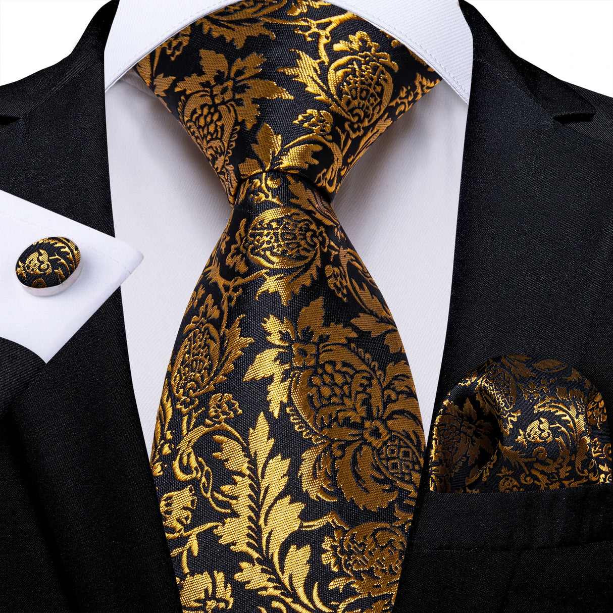 Elegant Beige Yellow Floral Plaid Paisley Men Ties