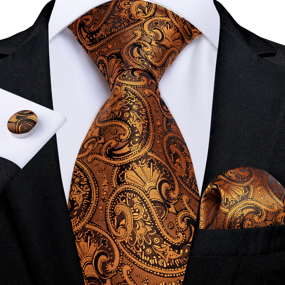 Elegant Beige Yellow Floral Plaid Paisley Men Ties