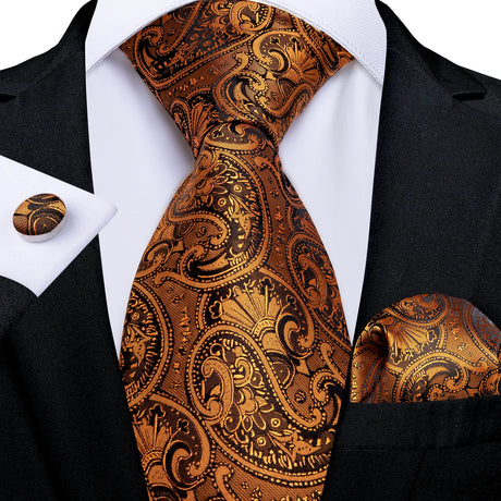 Elegant Beige Yellow Floral Plaid Paisley Men Ties
