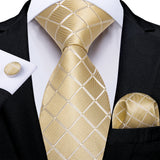 Elegant Beige Yellow Floral Plaid Paisley Men Ties
