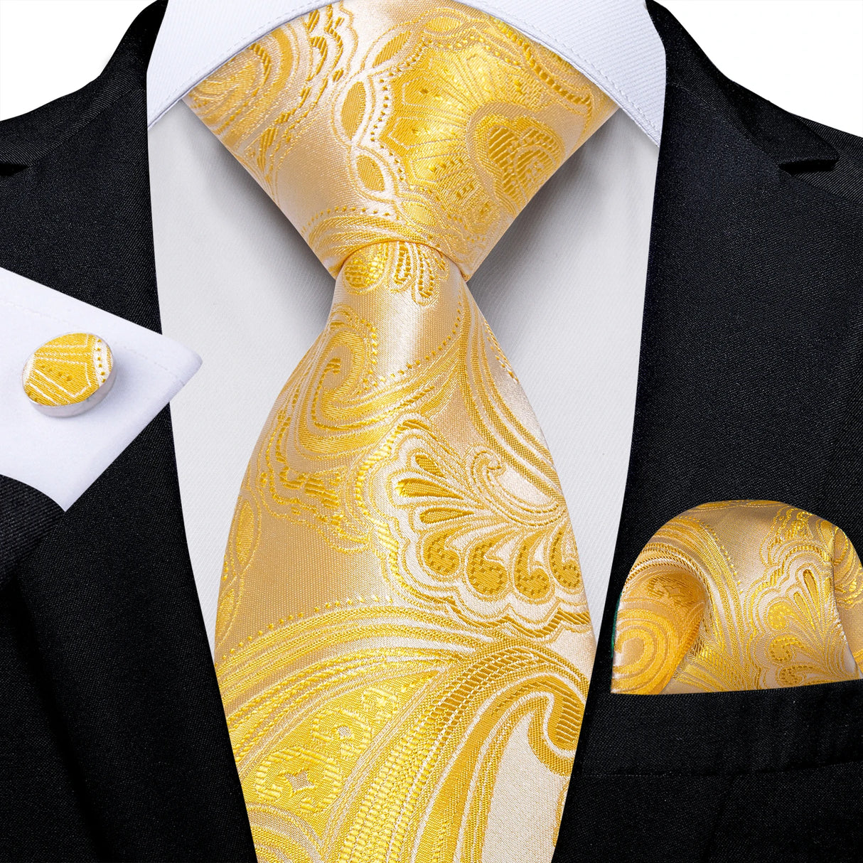 Elegant Beige Yellow Floral Plaid Paisley Men Ties